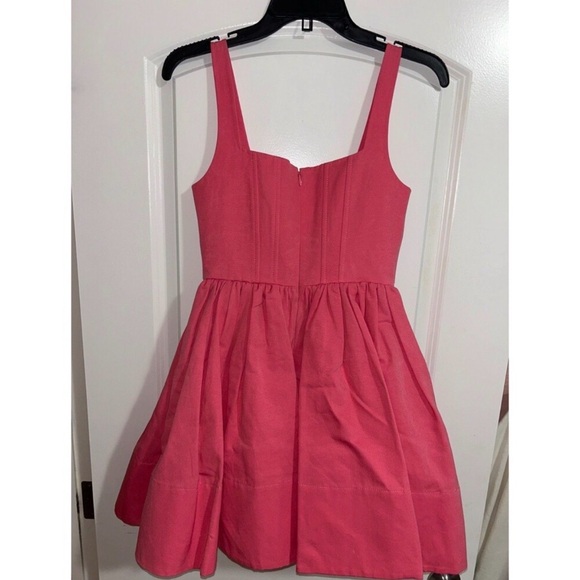 STAUD Landscape Lollipop Pink Corset Mini Dress Size 0 NWT Fit Flare Mini - Picture 6 of 12